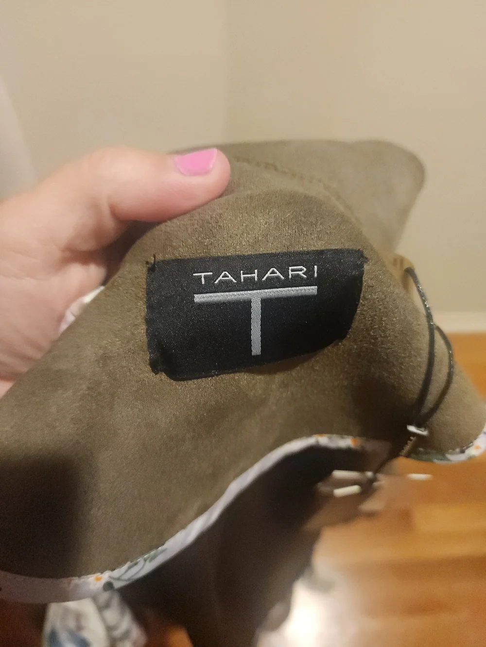Tahari Women's Faux Suede Moto Jacket Olive Moss